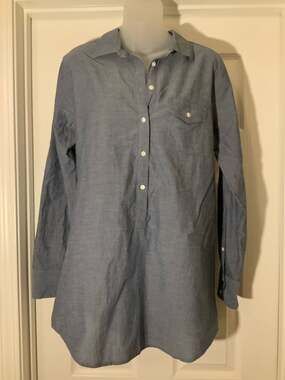 J.Crew Blue Chambray Popover Tunic Shirt, Long Sleeve, Women's Medium